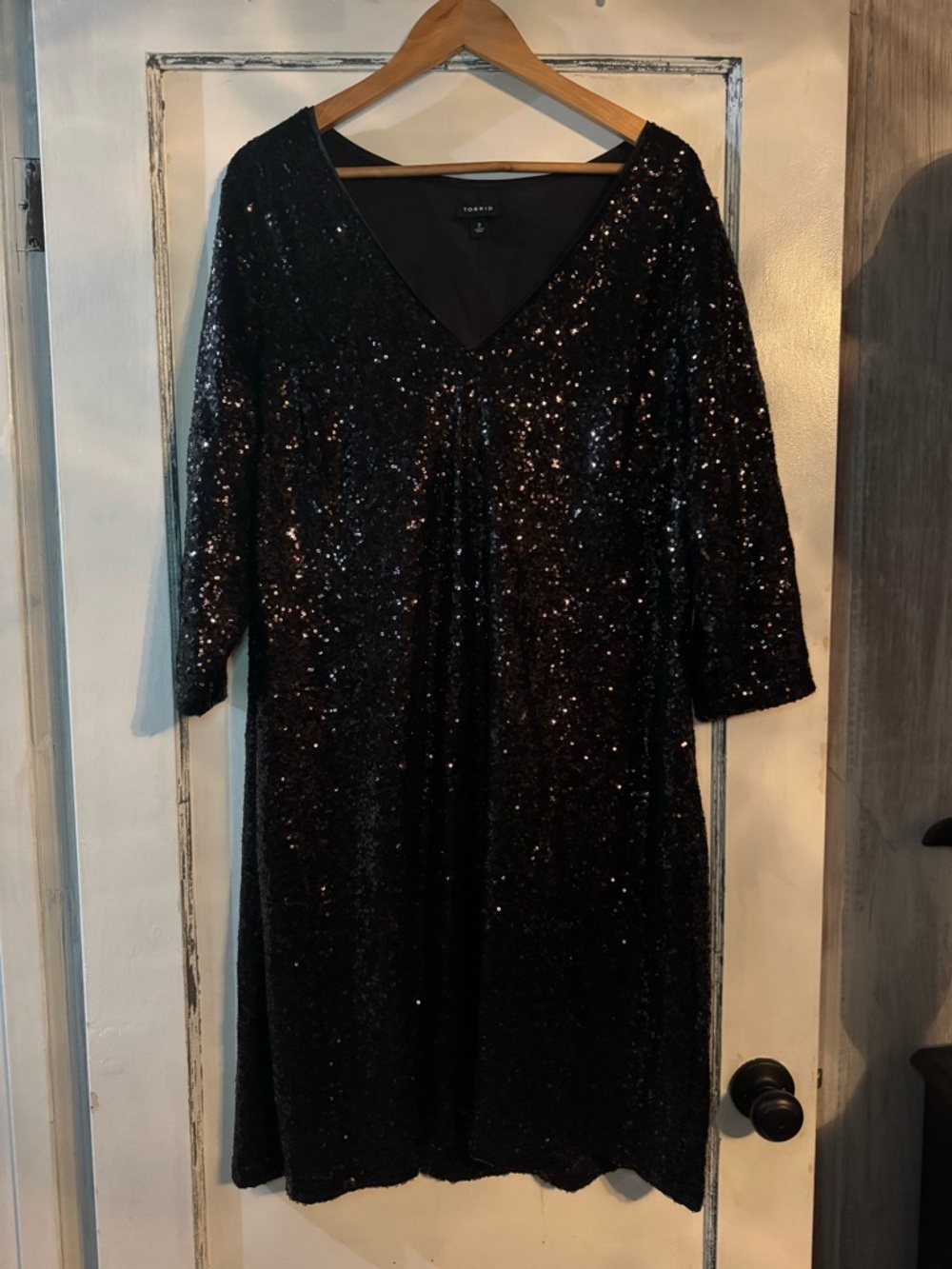 torrid Black Sequin V-Neck Long Sleeve Dress